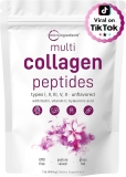 Micro Ingredients Multi Collagen Protein Powder 1lb Type I II III V X with Biotin Hyaluronic Acid Vitamin C Unflavored Collagen Peptides