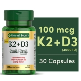 Nature’s Bounty Vitamin K2 D3 Supplements Bone Health Support 30 Count