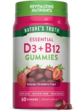 Nature's Truth Vitamin D3 and B12 Gummies 60 Count Strawberry Flavor