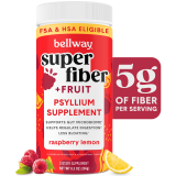 Bellway Super Fiber Powder Fruit Sugar Free Psyllium Husk Supplement Raspberry Lemon 60 Servings