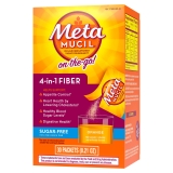 Metamucil On-The-Go Orange Flavored Fiber Drink, 4-in-1 Digestive Health Supplement, Sugar-Free Powder, 30 Packets x 2