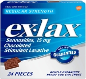 Ex Lax Regular Sennosides Chocolate Stimulant Laxative 24 Pieces