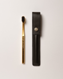 Aurezzi Leather Case & Toothbrush Button/Black & Gold/Black