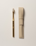 Aurezzi Saffiano Leather Case & Toothbrush Flap/Beige & Gold/White