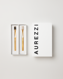 Aurezzi Toothbrush His & Her Kit 24K Gold Black & White - Soft Bristles