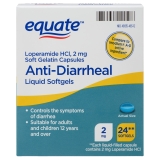 Equate Loperamide HCl Anti Diarrheal Liquid Softgels 2mg 24 Count for Fast Relief