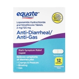 Equate Anti Diarrheal Anti Gas Multi Symptom Relief Caplets 12 Count