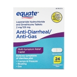 Equate Anti-Diarrheal Anti-Gas Loperamide HCl Simethicone Tablets 2 mg 125 mg 24 Count