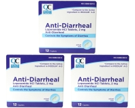 Quality Choice Anti Diarrheal Loperamide Tablets 12 Caplets 3 Pack
