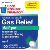 GNP Gas Relief Anti-gas 100 Chewable Tablets for Pressure Bloating Gas Distress