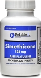 Reliable-1 Labs Simethicone 125mg Gas Relief Tablets Extra Strength for Bloating | Anti Flatulence Gas Pills Rapid Relief Adults Peppermint Flavor 60 Chewables