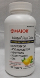 Major Mintox Plus Antacid Anti-Gas Tablets Lemon Flavor 100ct Bottle - Fast Relief Acid Indigestion Heartburn Sour Stomach & Bloating