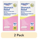 Equate Bismuth Subsalicylate Upset Stomach Diarrhea Relief Caplets 262mg 40 Count Pack of 2