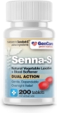 GenCare Senna Laxative Stool Softener Docusate Sodium 50mg & Sennosides 8.6mg 200 Tablets