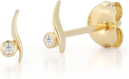 MATEO New York Diamond Point Wave Studs, Yellow