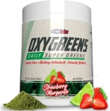 EHPlabs OxyGreens Super Greens Powder Spirulina Chlorella Superfood Green Juice with Prebiotic Fiber Antioxidants Immunity Support 30 Serves Strawberry Margarita