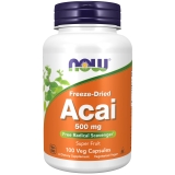 NOW Acai 500mg Freeze-Dried Super Fruit Polyphenols Ellagic Acid Rutin Anthocyanins Catechins 100 Veg Capsules