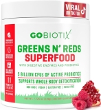 GoBiotix Super Greens Reds Powder Non-GMO Digestive Health 30 Count 4 oz