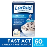 Lactaid Fast Act Vanilla Lactose Relief Chewables 60 Packs of 1 Ct
