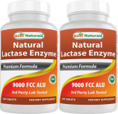 Best Naturals Lactase Enzyme 9000 FCC ALU 180 Tablets Fast Acting High Potency Lactase for Digestive Health 2 Pack