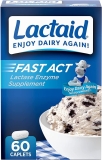 Lactaid Fast Act Lactase Enzyme Supplement 60 Caplets for Digestive Health