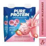Pure Protein Strawberry Milkshake Complete Protein Shake 11 fl oz 4 Ct