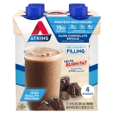Atkins Dark Chocolate Royale Protein Shake High Protein Low Carb Keto Friendly Gluten Free 11fl oz 4 Ct