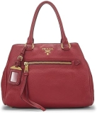 Prada Pre-Loved Red Vitello Daino Convertible Tote Small, Red