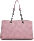 Bottega Veneta Pre-Loved Pink Intrecciato Leather Chain Tote Medium, Pink