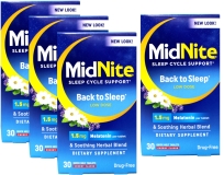 MidNite Sleep Cycle Support - Low Dose Melatonin with Herbal Blend, Cherry Flavor, 30 Quick Melt Tablets (Pack of 4)