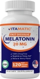 Vitamatic Melatonin 20mg Fast Dissolve Tablets - Nighttime Sleep Aid, Double Dose Strength"