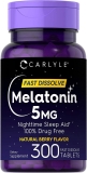 Carlyle Melatonin 5mg Berry Flavor | 300 Vegetarian Tablets | Men and Women