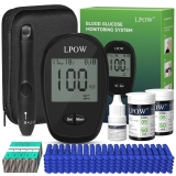 LPOW Complete Glucose Monitoring Kit with 100 Strips and Lancets