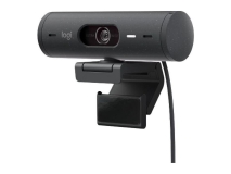 Logitech Brio 500 Full HD Webcam with Auto Light Correction, Noise Reduction, Privacy Cover - Graphite Gray