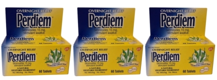 Perdiem Sennosides Relief Stimulant Laxative,  3 Pack of 60 Ea