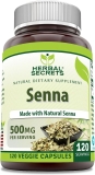 Herbal Secrets Natural Senna 500mg Capsules | 120 Servings | Non-GMO, Gluten-Free | USA-Made | Vegetarian