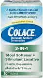 Colace 2-in-1 Stool Softener and Laxative 30 ea x3 Pack