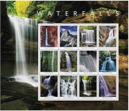 USPS Waterfalls Forever Postage Stamps Sheet of 12 - Nature Anniversary Wedding Celebration 2023 Scott