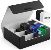 Mlikero Leather Card Deck Case for Trading Cards 1800+, Storage Box with Dividers and Foam Stoppers, Magnetic Closure - Fits YuGiOh, MTG, Sport Cards