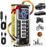 Portable Tire Inflator with 20000mAH Battery - Fast Inflation, Auto Shut-Off, Pressure Gauge - for Car, Bike, Motorcycle - Pocket Air Pump