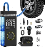 Portable 200PSI Tire Inflator with Digital Gauge & Dual Lights for Cars, Bikes, Motorcycles - Fast Inflation