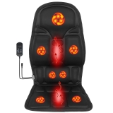 TeqHome Back Massager Cushion with Heat & 8 Modes - Car Chair Massage Pad for Neck & Lumbar Support