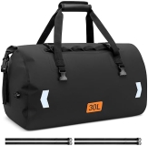 OCKLILY Waterproof Motorcycle Dry Bag with Air Valve, 30L Black Duffel for Riding and Travel