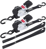 AYAPORT 12ft Retractable Ratchet Straps - 1200lb Break Strength - Heavy Duty Tie Down Straps for Motorcycle, Car, Truck (2 Pack)