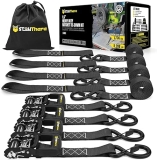 Stay There 5208 Lbs Heavy Duty Ratchet Tie Down Straps Set with Padded Handles & Carry Bag - 1.6" x 8'