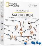 NATIONAL GEOGRAPHIC Magnetic Marble Run Building Set - 75-Piece STEM Kit for Kids & Adults with Magnetic Track, Marbles, & Tricks