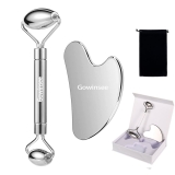 Gowinsee Stainless Steel Face Roller & Gua Sha Set for Anti-Aging Skin Care