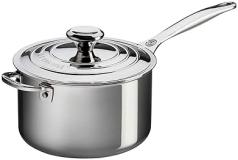 Le Creuset 4 Quart Stainless Steel Saucepan with Helper Handle