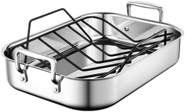Le Creuset 14" x 10" Stainless Steel Roasting Pan with Nonstick Rack