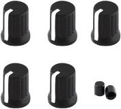 AUXBC 6mm D Shaft Rubber Potentiometer Knobs for DJ Mixer & Electric Guitar, 5pcs, Black